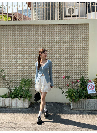 V-neck knit sweater