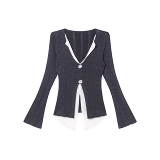 V-neck knit sweater