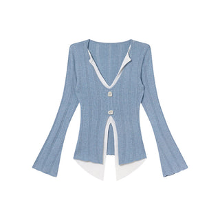 V-neck knit sweater