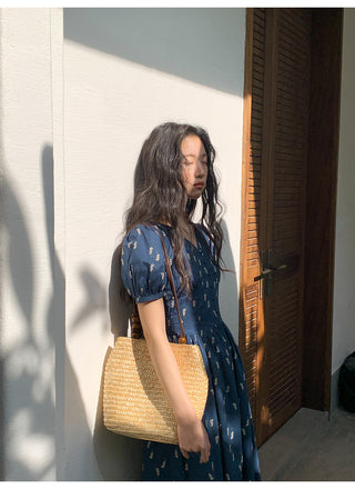 Puff V-neck dress