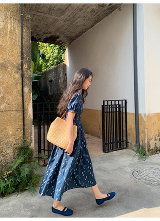 Puff V-neck dress