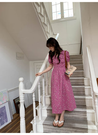 Puff V-neck dress