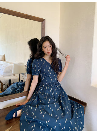 Puff V-neck dress