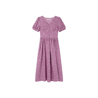Puff V-neck dress