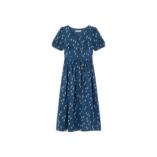 Puff V-neck dress