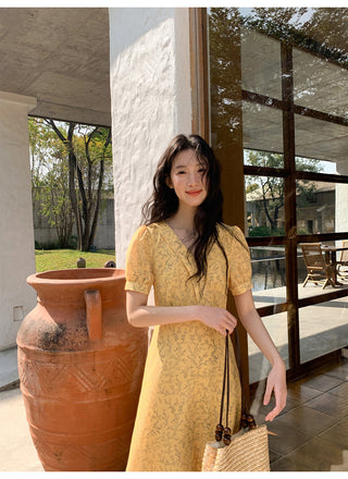 French V-neck dress