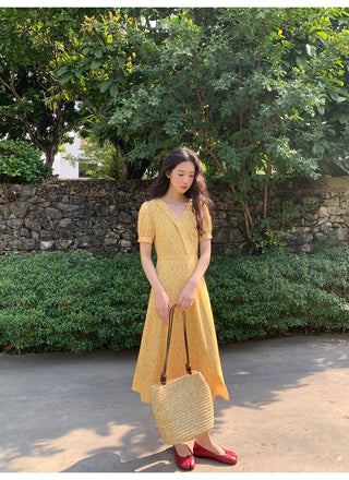 French V-neck dress