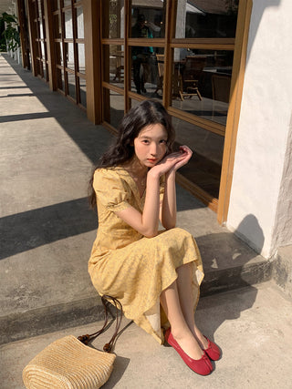 French V-neck dress