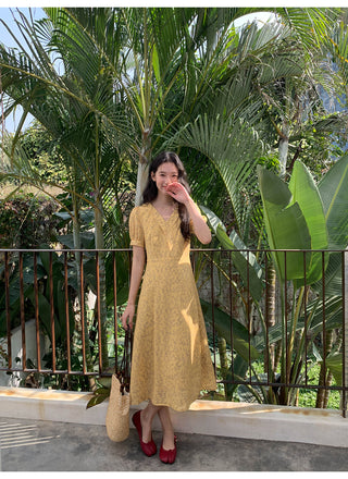 French V-neck dress