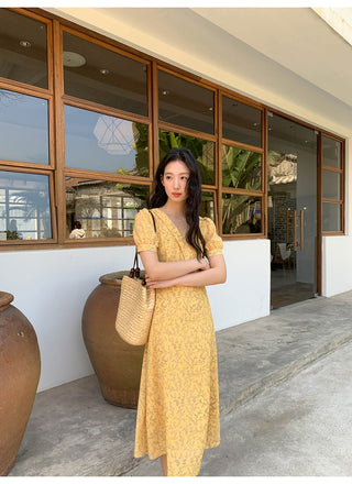 French V-neck dress