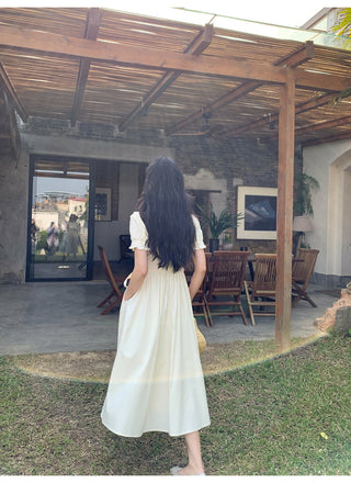 Asymmetric puff dress