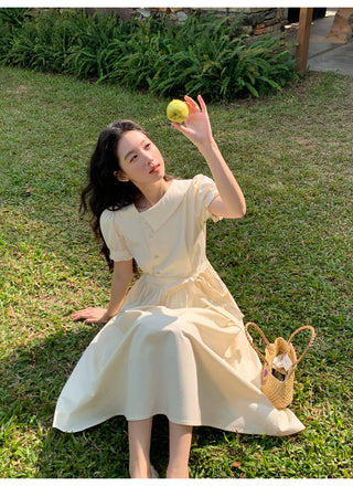 Asymmetric puff dress
