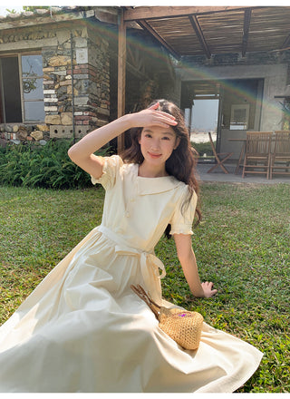 Asymmetric puff dress
