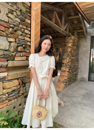 Asymmetric puff dress