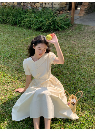 Asymmetric puff dress