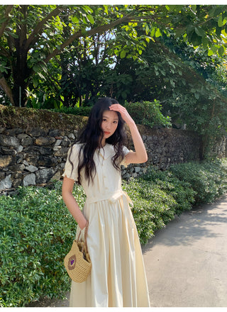 Asymmetric puff dress