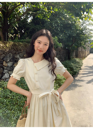 Asymmetric puff dress