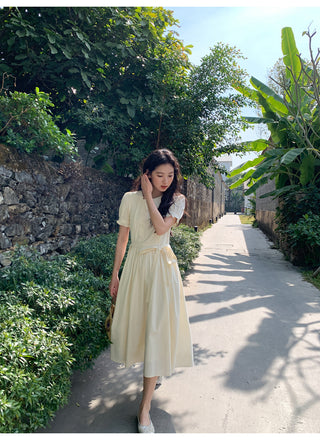Asymmetric puff dress