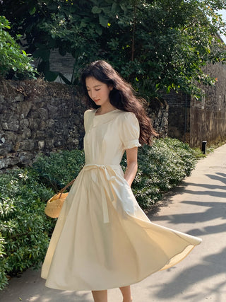 Asymmetric puff dress