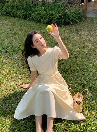 Asymmetric puff dress