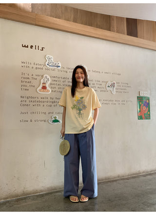 Pleated wide-leg pants