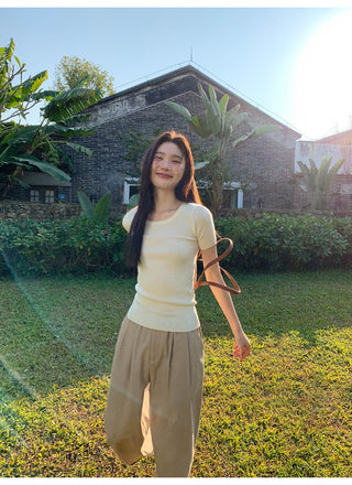 Pleated wide-leg pants