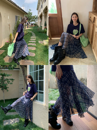 asymmetric plaid skirt 01