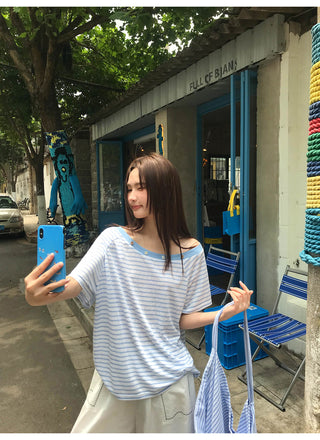 off-shoulder stripe