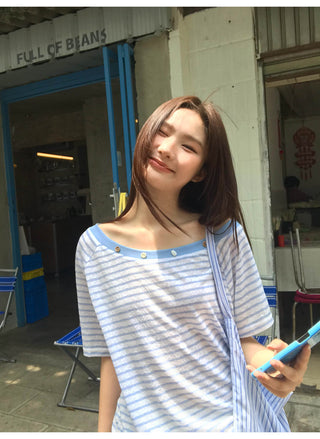 off-shoulder stripe