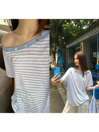 off-shoulder stripe