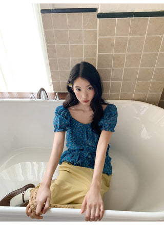 asymmetric floral shirt