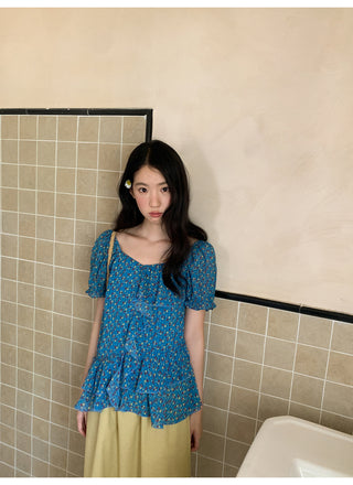 asymmetric floral shirt