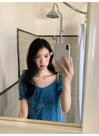 asymmetric floral shirt