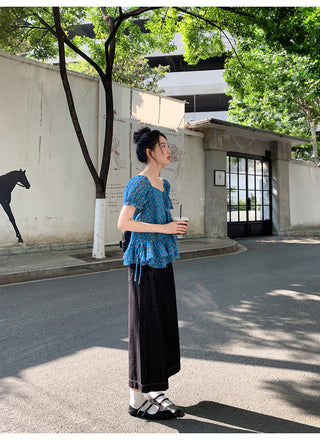 asymmetric floral shirt