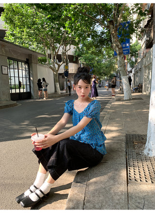 asymmetric floral shirt