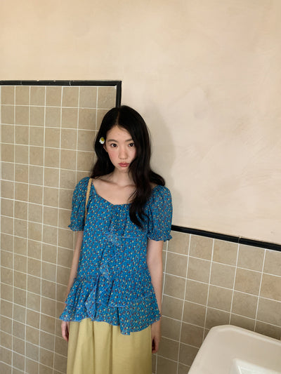 asymmetric floral shirt