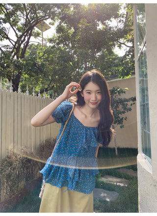 asymmetric floral shirt
