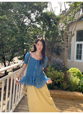 asymmetric floral shirt