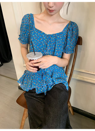 asymmetric floral shirt