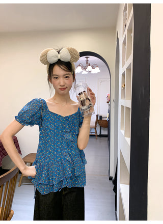 asymmetric floral shirt