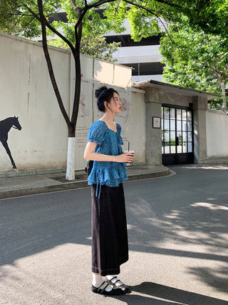 asymmetric floral shirt