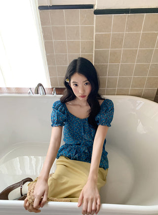 asymmetric floral shirt