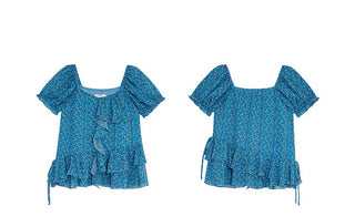 asymmetric floral shirt