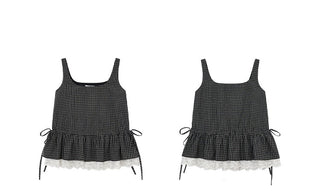 lace plaid vest