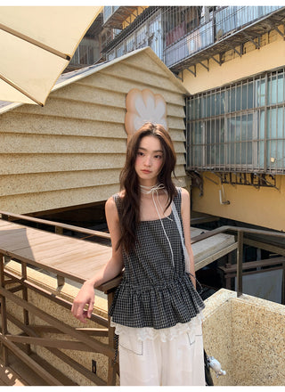 lace plaid vest