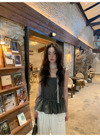 lace plaid vest