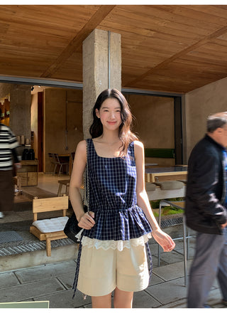 lace plaid vest
