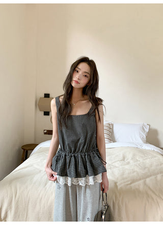 lace plaid vest
