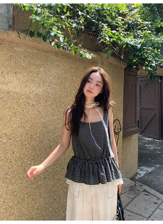 lace plaid vest