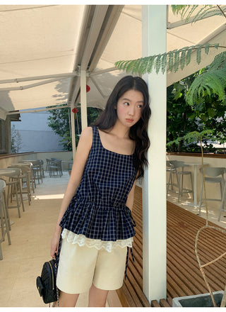 lace plaid vest